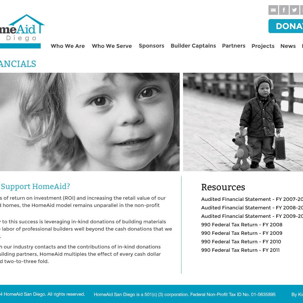 Web Design for HomeAid San Diego