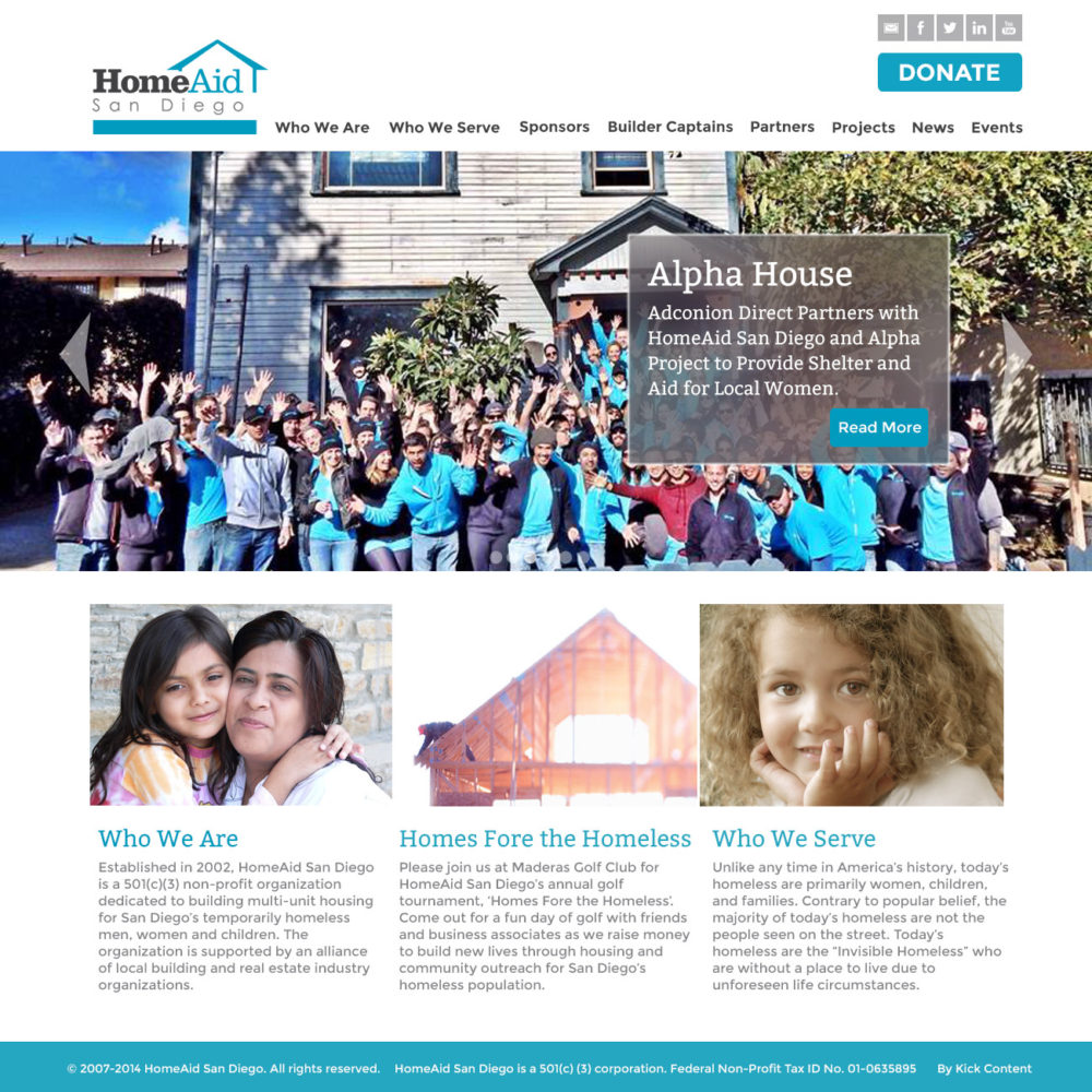 Web Design for HomeAid San Diego
